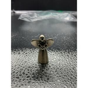 MINIATURE METAL “FAITH” ANGEL HOLDING A HEART 1.5” FIGURE UNBRANDED
